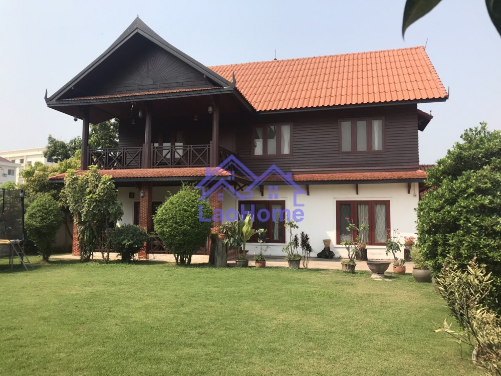 Lao style house for rent with large garden   